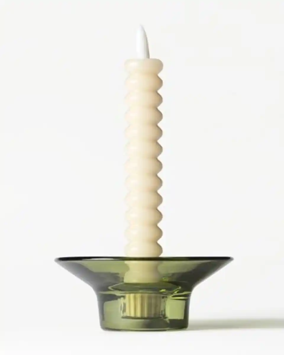 Bild 3 von LED-Dinnerkerze ⌀ 2,5 × 18,4 cm, Rippenstruktur, Hellgelb