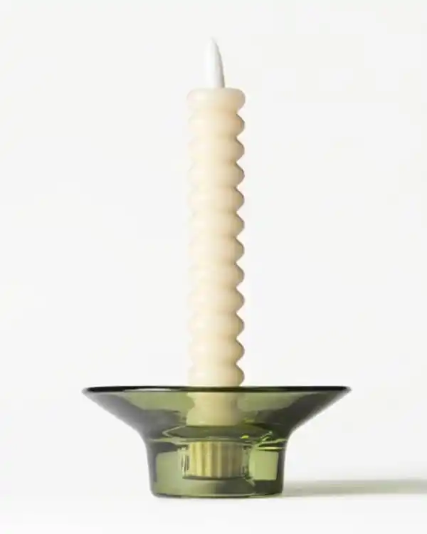Bild 3 von LED-Dinnerkerze ⌀ 2,5 × 18,4 cm, Rippenstruktur, Hellgelb