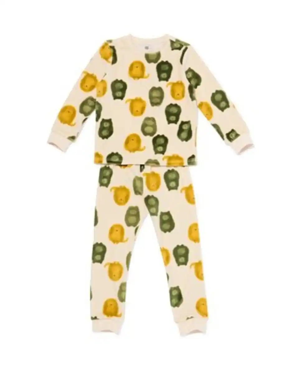 Bild 1 von Kinderpyjama aus Velours, Tiere eierschalenfarben