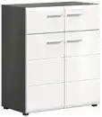 Bild 1 von Schuhschrank Salsa, Holznachbildung, 80 x 90 x 37 cm Weiß Hochglanz Tiefzieh/Rauchsilber
