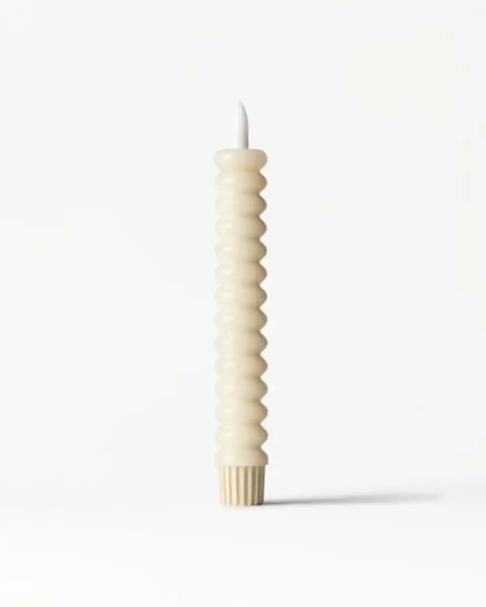 Bild 1 von LED-Dinnerkerze ⌀ 2,5 × 18,4 cm, Rippenstruktur, Hellgelb