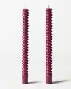 Bild 1 von Dinnerkerze, ⌀ 2,2 × 25 cm, mit Rippenstruktur, Aubergine – 2 Stück