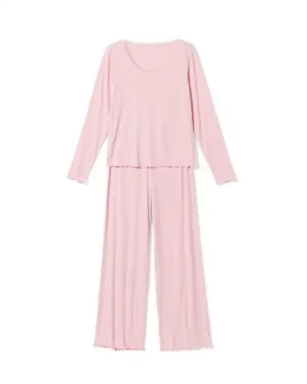 Bild 2 von Damen-Pyjama mit Ajourmuster mit Herzen hellrosa