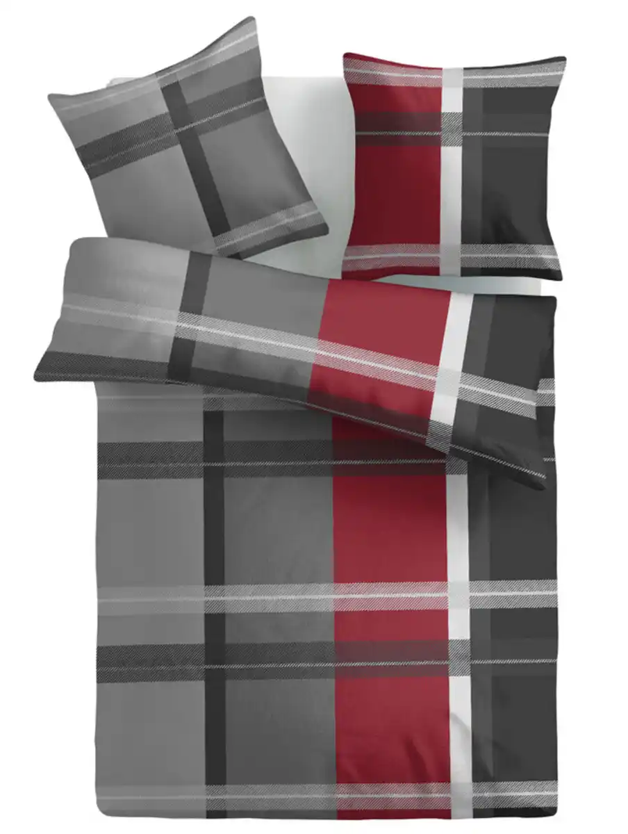 Bild 1 von Biber-Bettwäsche Exklusiv Thomas135 x 200 cm grau/mehrfarbig
