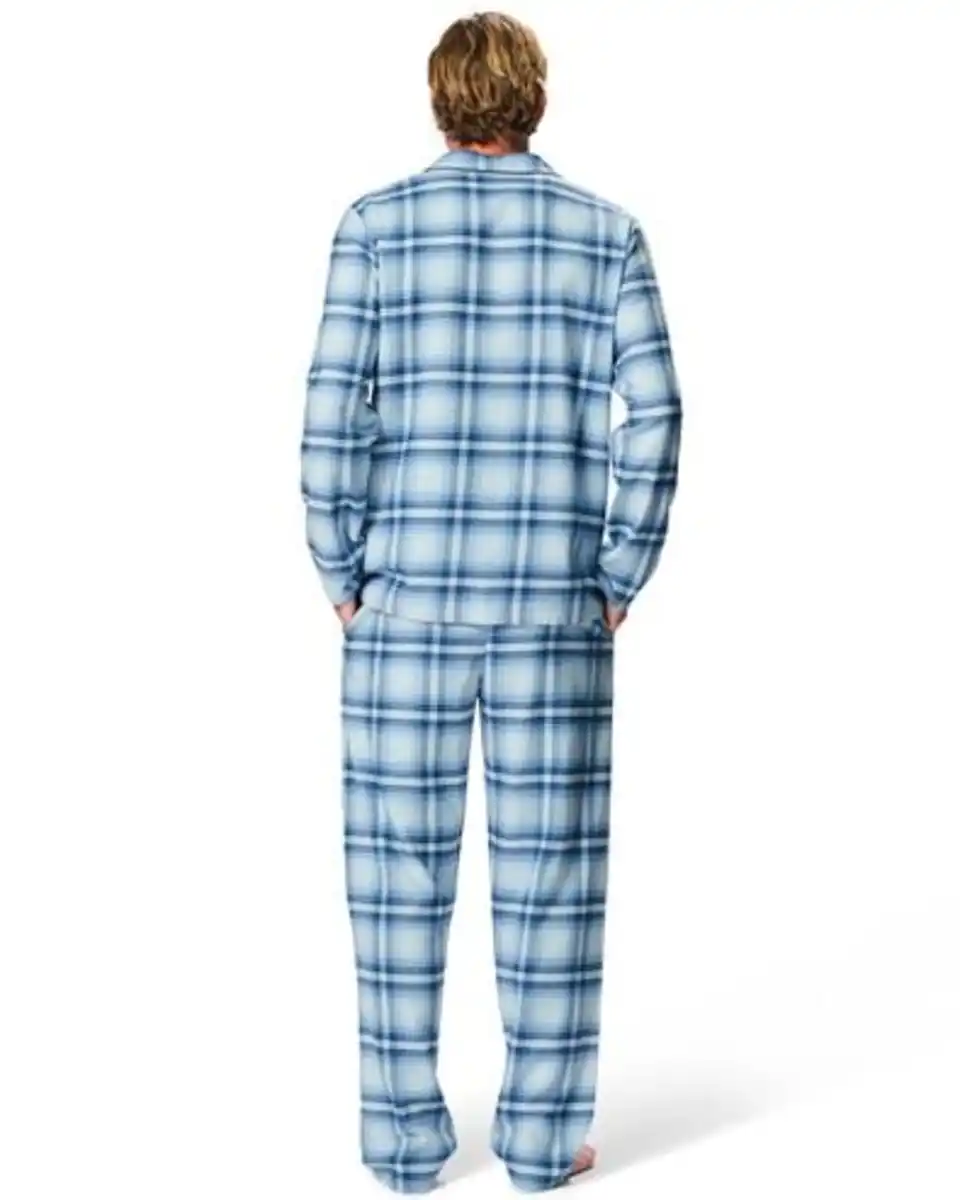 Bild 4 von Herrenpyjama, kariert mittelblau