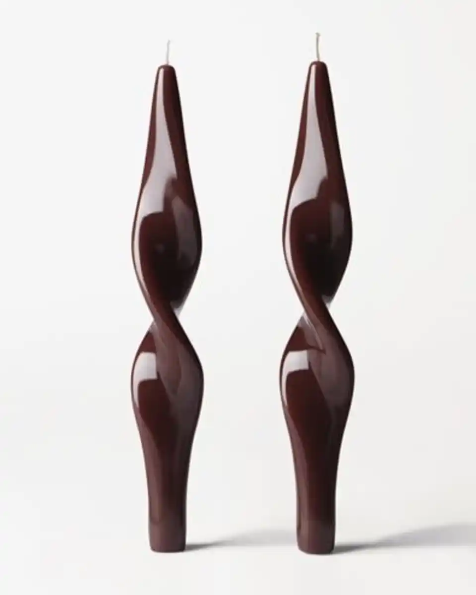 Bild 1 von Dinnerkerzen XL, ⌀ 4,3 × 27 cm, gedreht, dunkelbraun – 2 Stück
