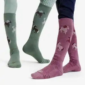 FOUGANZA Reitsocken 500 Kinder Motiv grün/lila