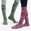 Bild 1 von FOUGANZA Reitsocken 500 Kinder Motiv grün/lila
