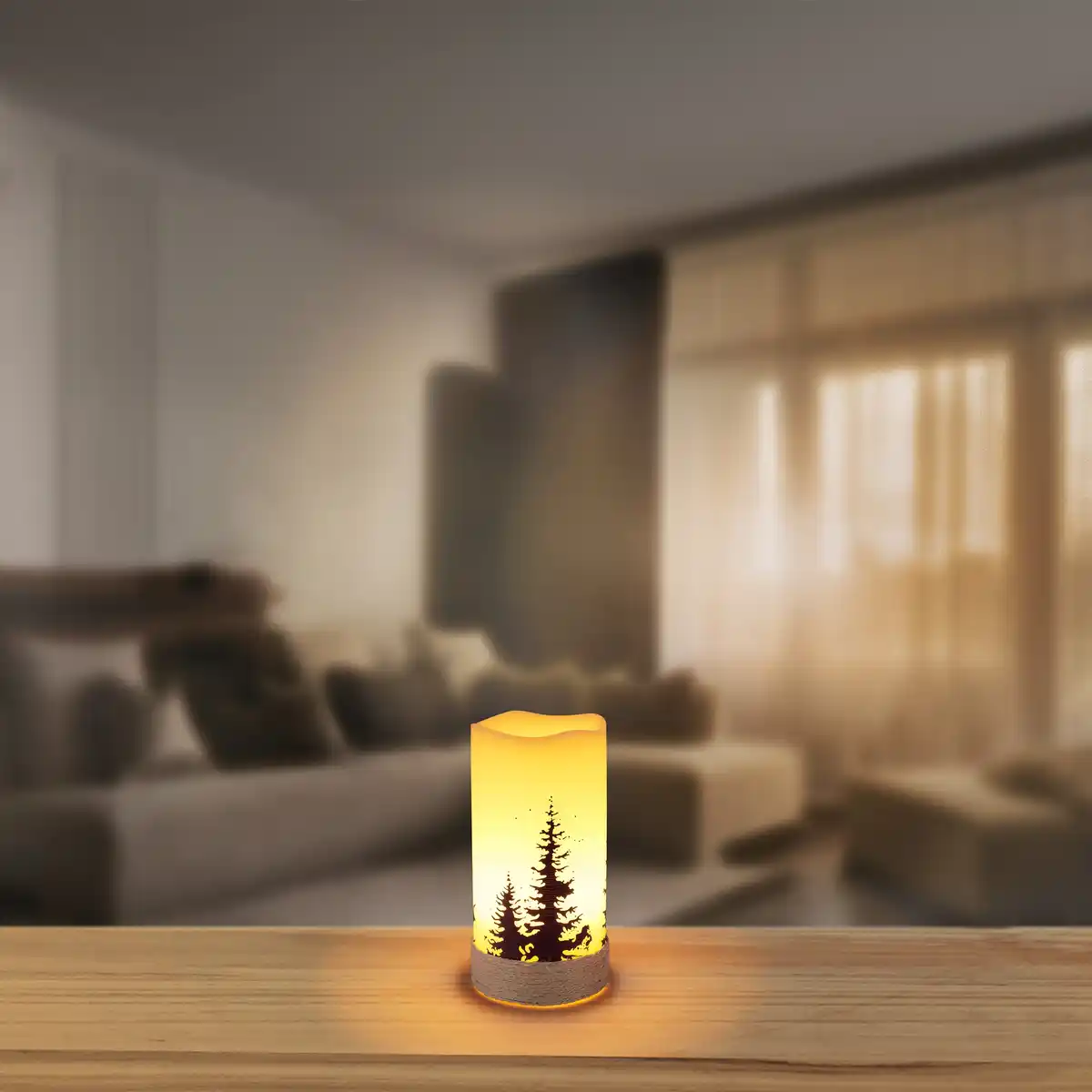 Bild 1 von LED-Echtwachskerze mit Timerfunktion, Ø ca. 8 cm, Höhe ca. 15 cm