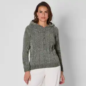 Damen-Chenille-Pullover mit Kapuze