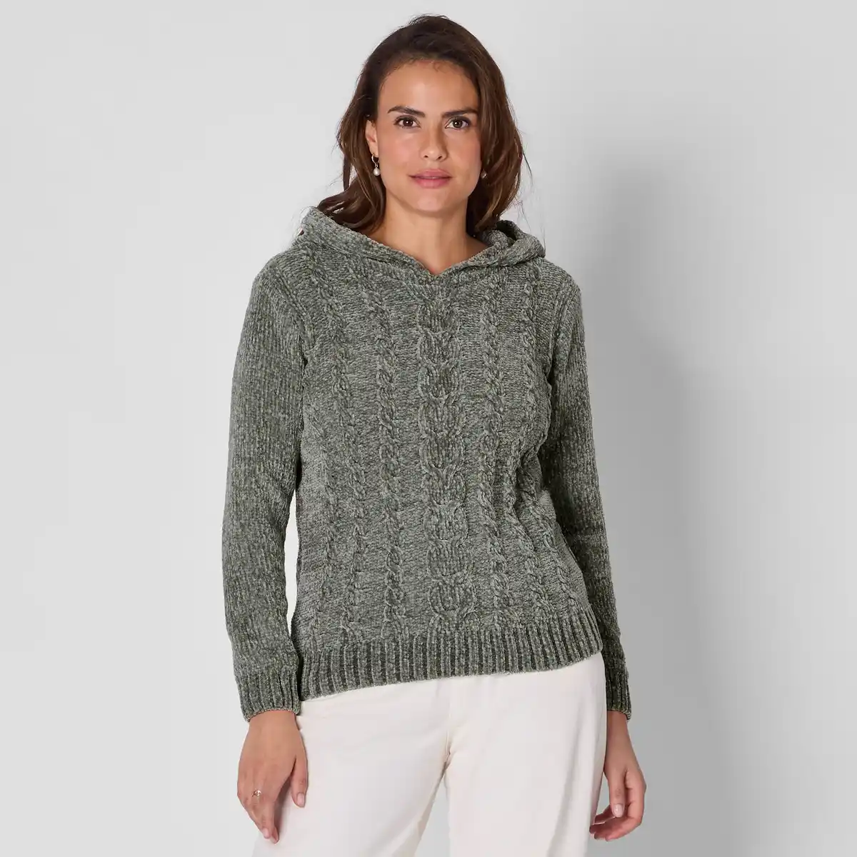 Bild 1 von Damen-Chenille-Pullover mit Kapuze