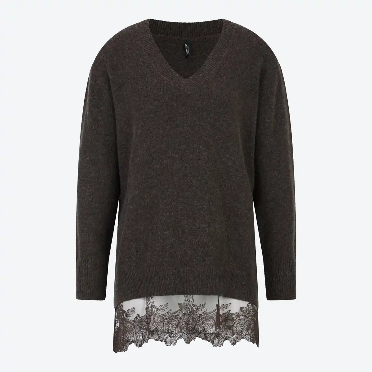 Bild 3 von Damen-Long-Pullover mit Spitzenabschluss