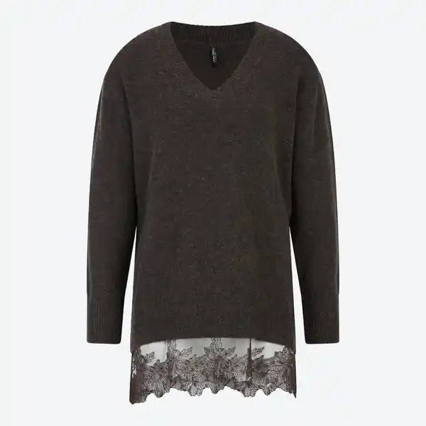 Bild 3 von Damen-Long-Pullover mit Spitzenabschluss