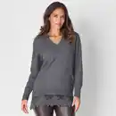 Bild 1 von Damen-Long-Pullover mit Spitzenabschluss