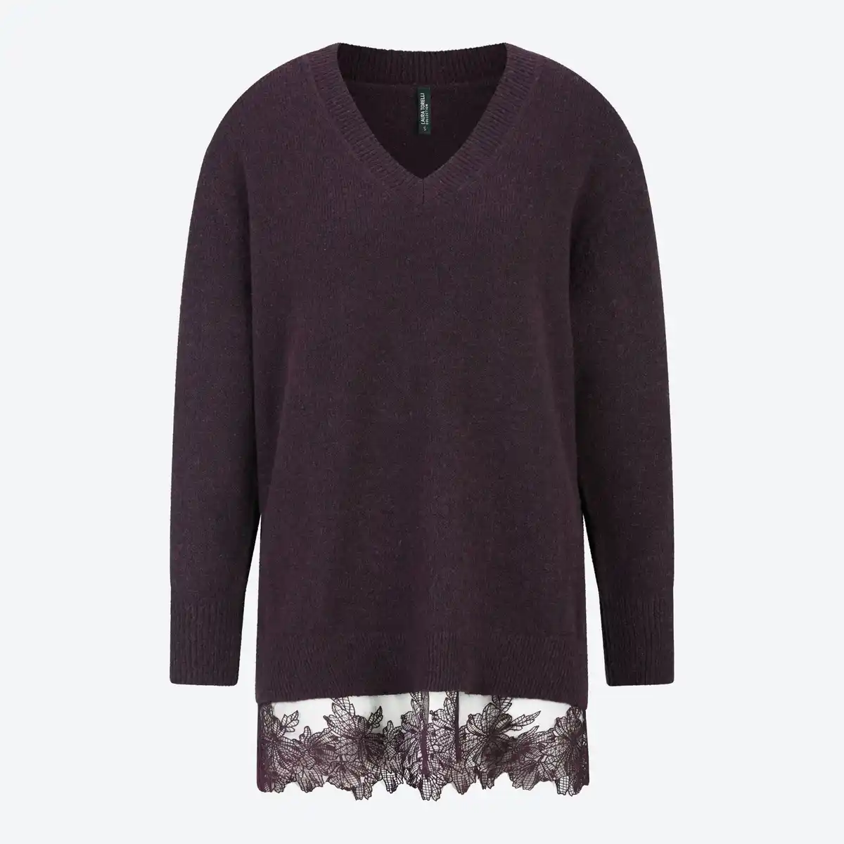 Bild 3 von Damen-Long-Pullover mit Spitzenabschluss