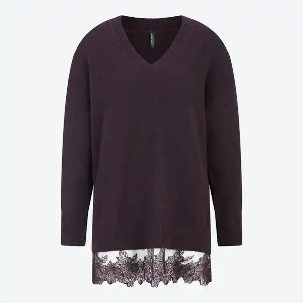 Bild 3 von Damen-Long-Pullover mit Spitzenabschluss