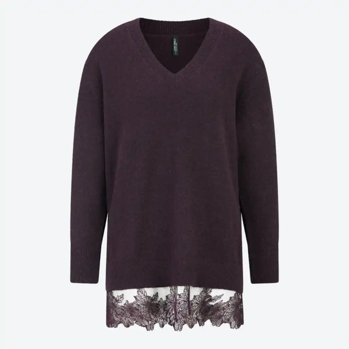 Bild 2 von Damen-Long-Pullover mit Spitzenabschluss