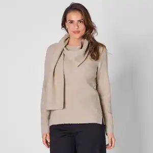 Damen-Pullover mit integriertem Schal