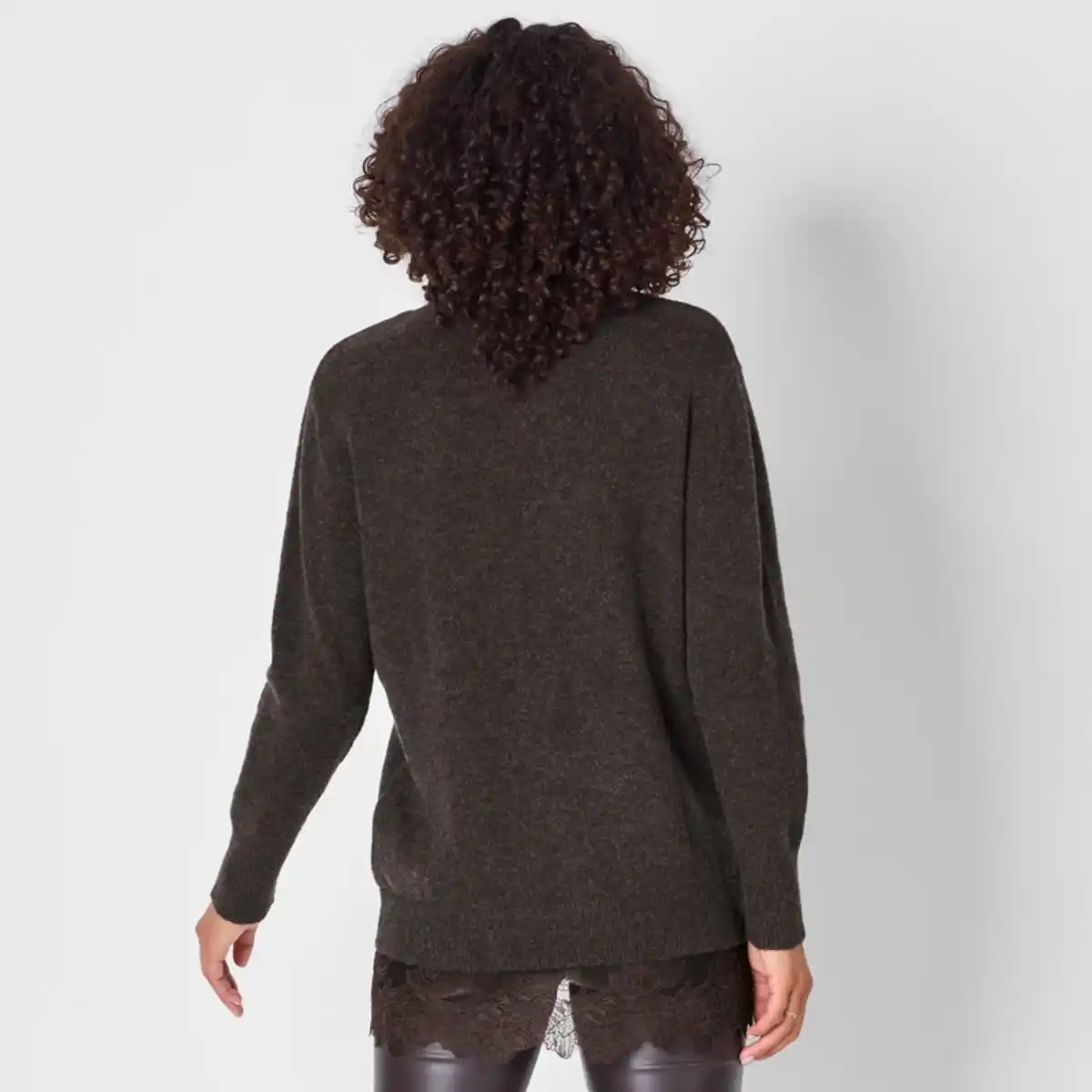 Bild 4 von Damen-Long-Pullover mit Spitzenabschluss