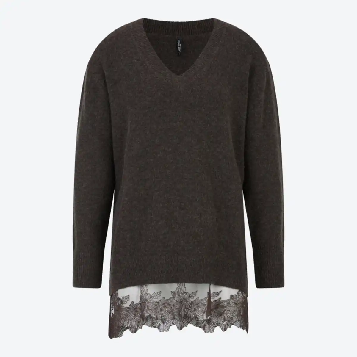 Bild 2 von Damen-Long-Pullover mit Spitzenabschluss