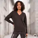 Bild 1 von Damen-Long-Pullover mit Spitzenabschluss