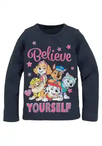 PAW PATROL Langarmshirt Schriftzug mit PAW PATROL Team