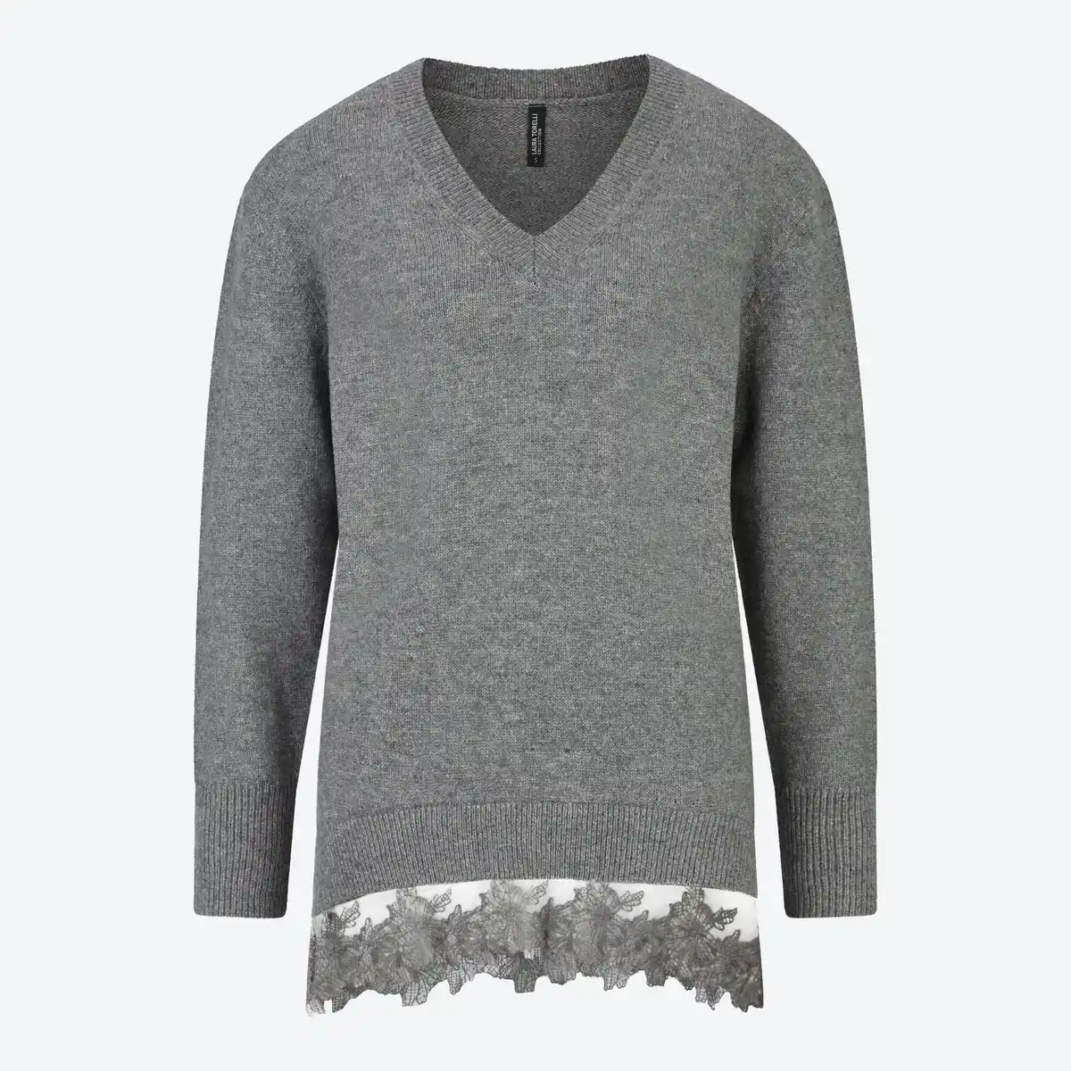 Bild 3 von Damen-Long-Pullover mit Spitzenabschluss