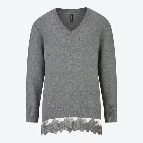 Bild 3 von Damen-Long-Pullover mit Spitzenabschluss