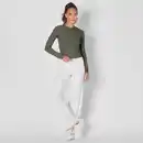 Bild 1 von Damen-Sportleggings mit weitem Bein und Umschlagbund
