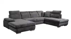 Wohnlandschaft Schlaffunktion anthrazit mit Bettkasten 359 cm - CORDOBA