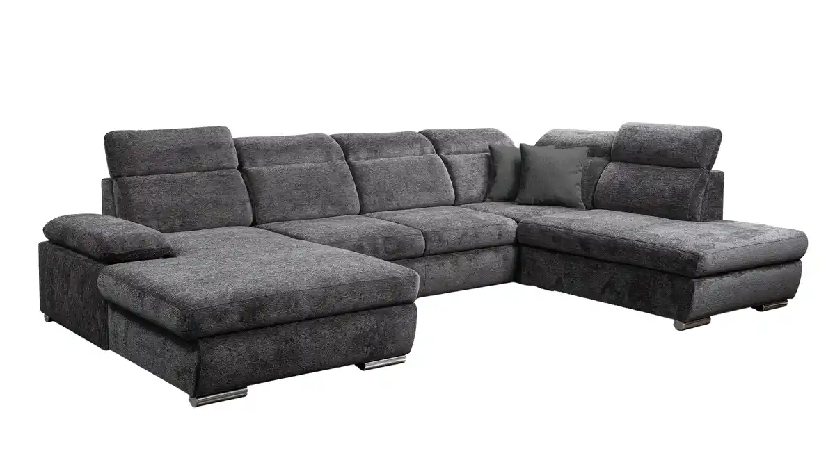 Bild 1 von Wohnlandschaft Schlaffunktion anthrazit mit Bettkasten 359 cm - CORDOBA
