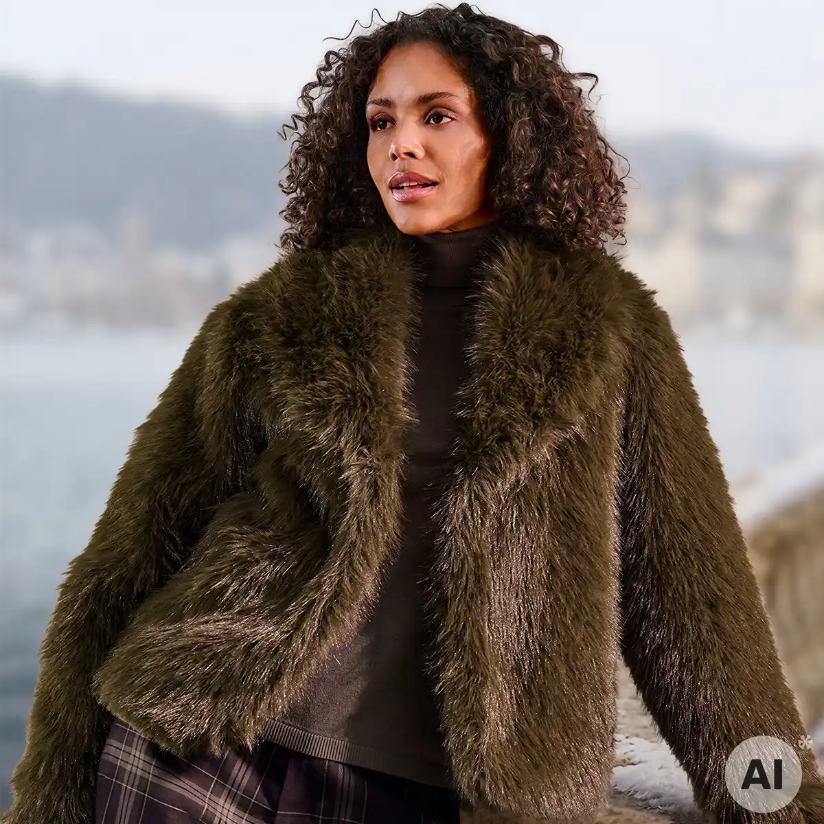 Bild 1 von Damen-Kunstfell-Jacke mit Reverskragen