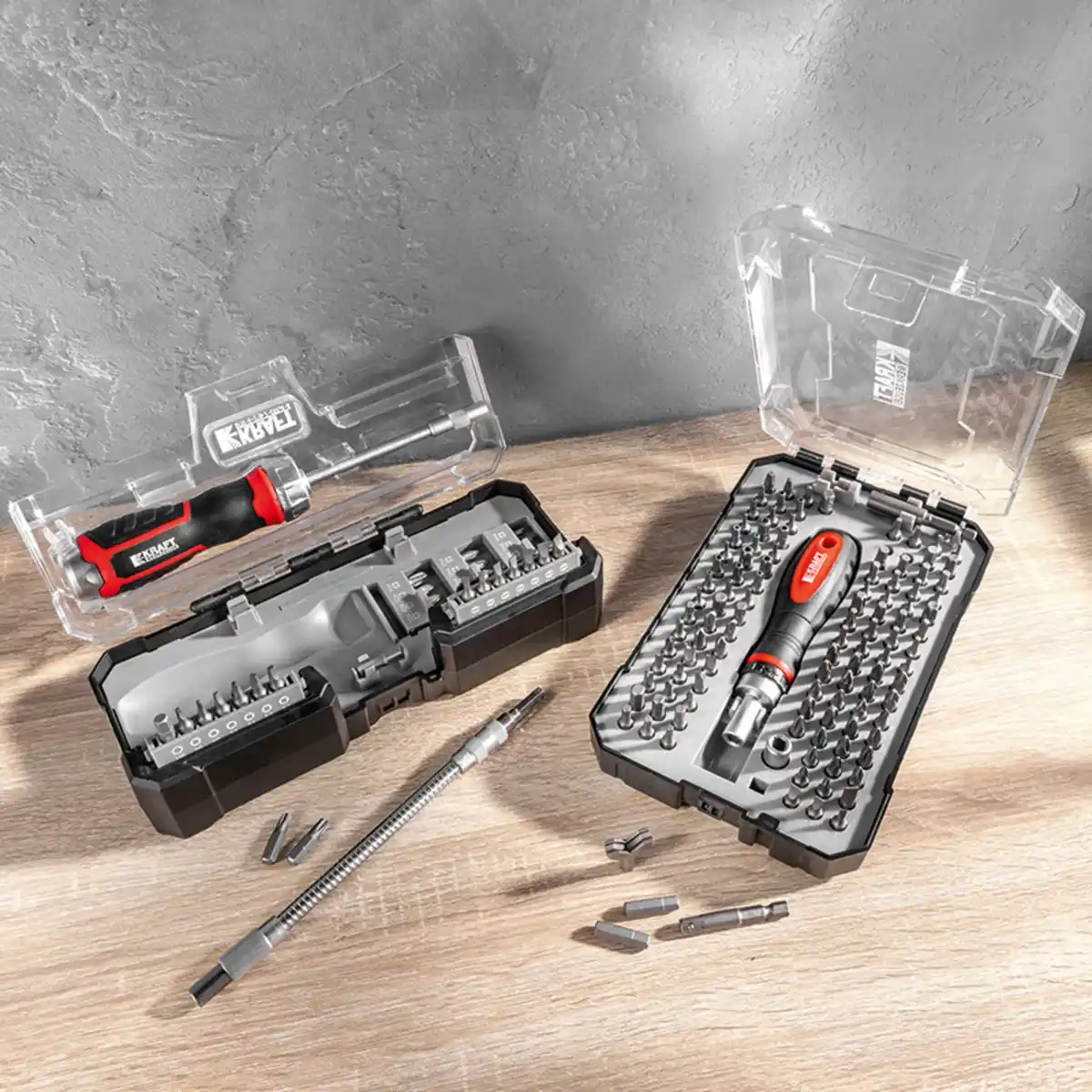 Bild 1 von Kraft Werkzeuge Ratschen-Schraubendreher Bit-Set 115-tlg.