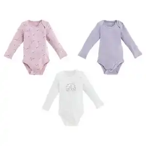 LILY & DAN Baby Body 3er-Set, Weiß/Pink/Lila, 62/68