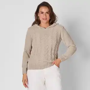Damen-Chenille-Pullover mit Kapuze