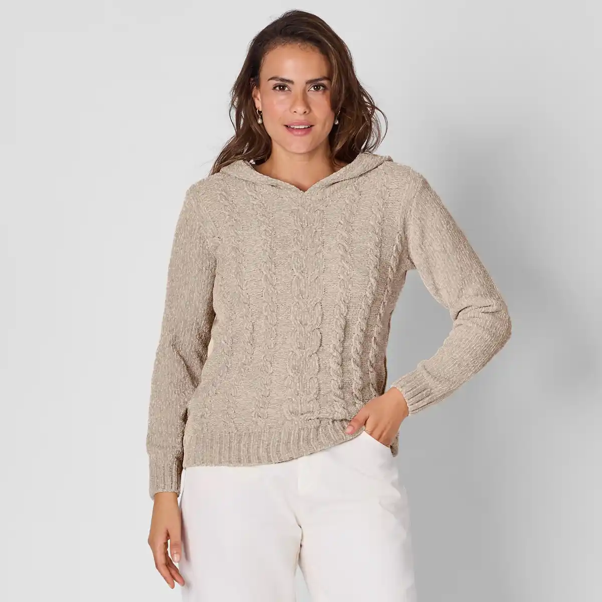 Bild 1 von Damen-Chenille-Pullover mit Kapuze