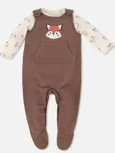 Baby Jungen Strampler Set mit Langarmbody Braun