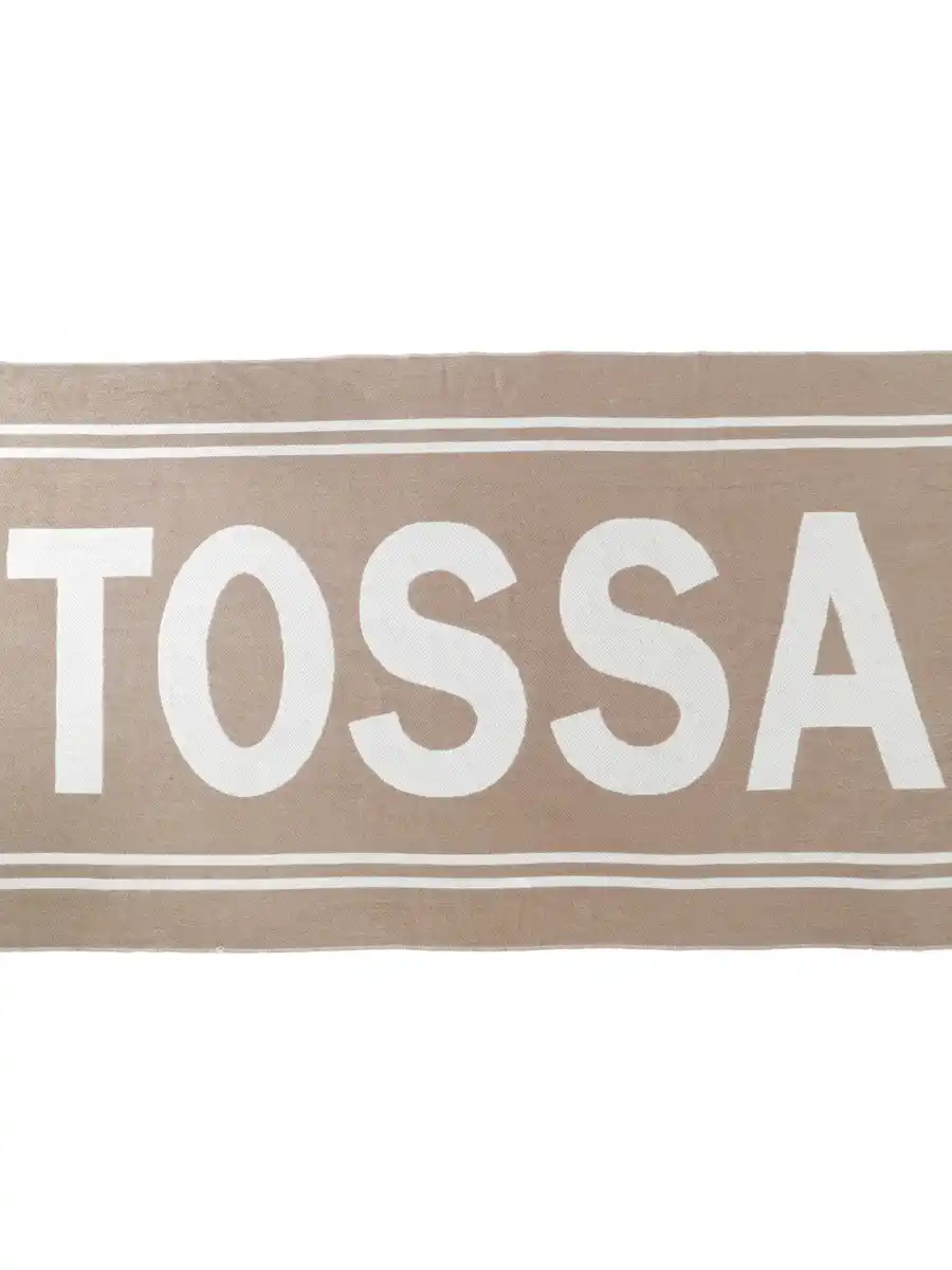 Bild 4 von Damen Schal mit Schriftzug und Fransen Beige
