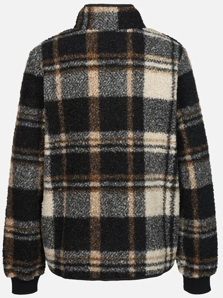 Bild 2 von Damen Teddy Cardigan im Karo-Look Schwarz