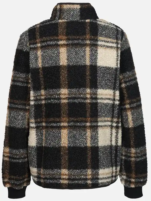 Bild 2 von Damen Teddy Cardigan im Karo-Look Schwarz