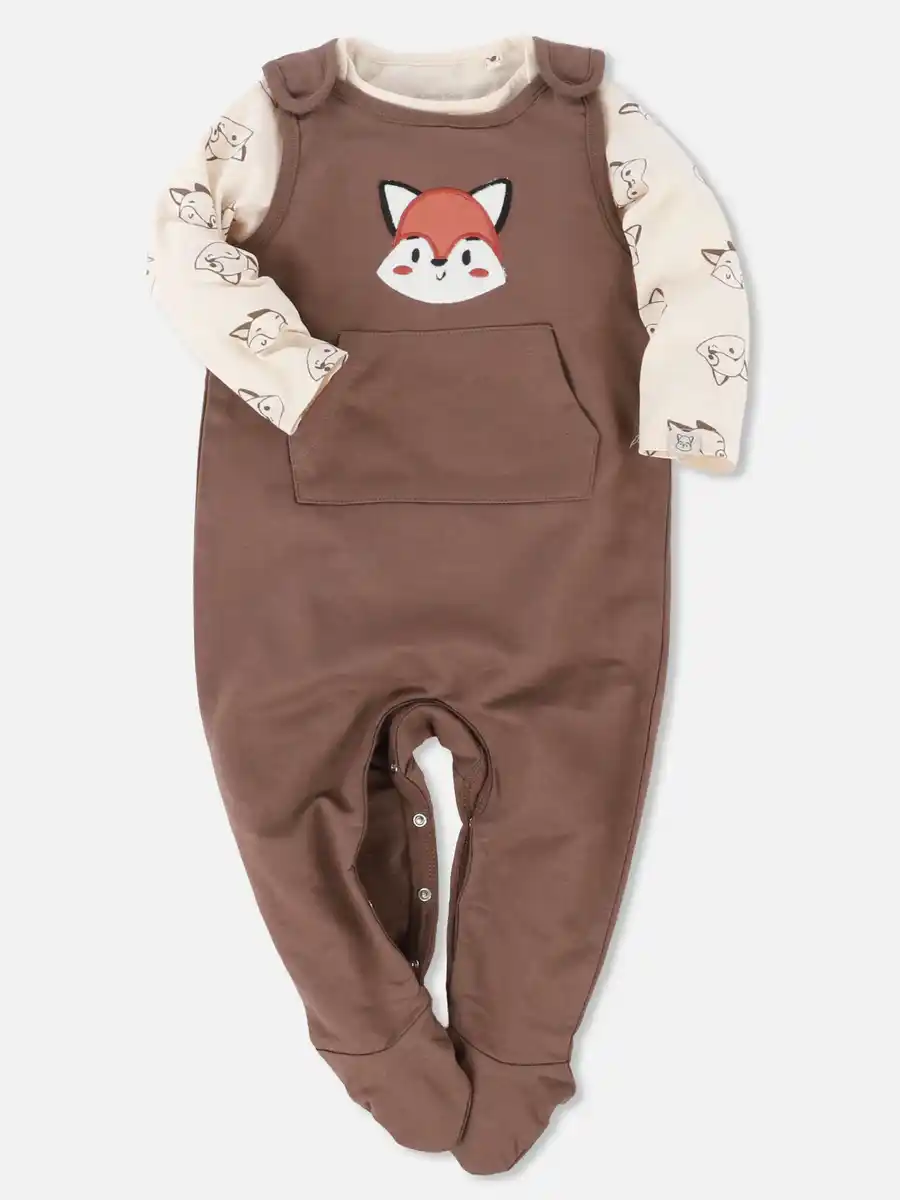 Bild 2 von Baby Jungen Strampler Set mit Langarmbody Braun