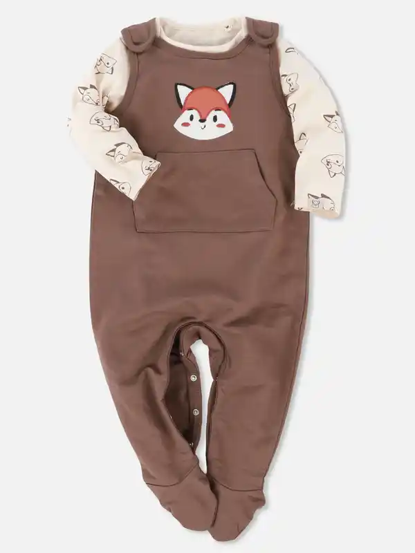 Bild 2 von Baby Jungen Strampler Set mit Langarmbody Braun