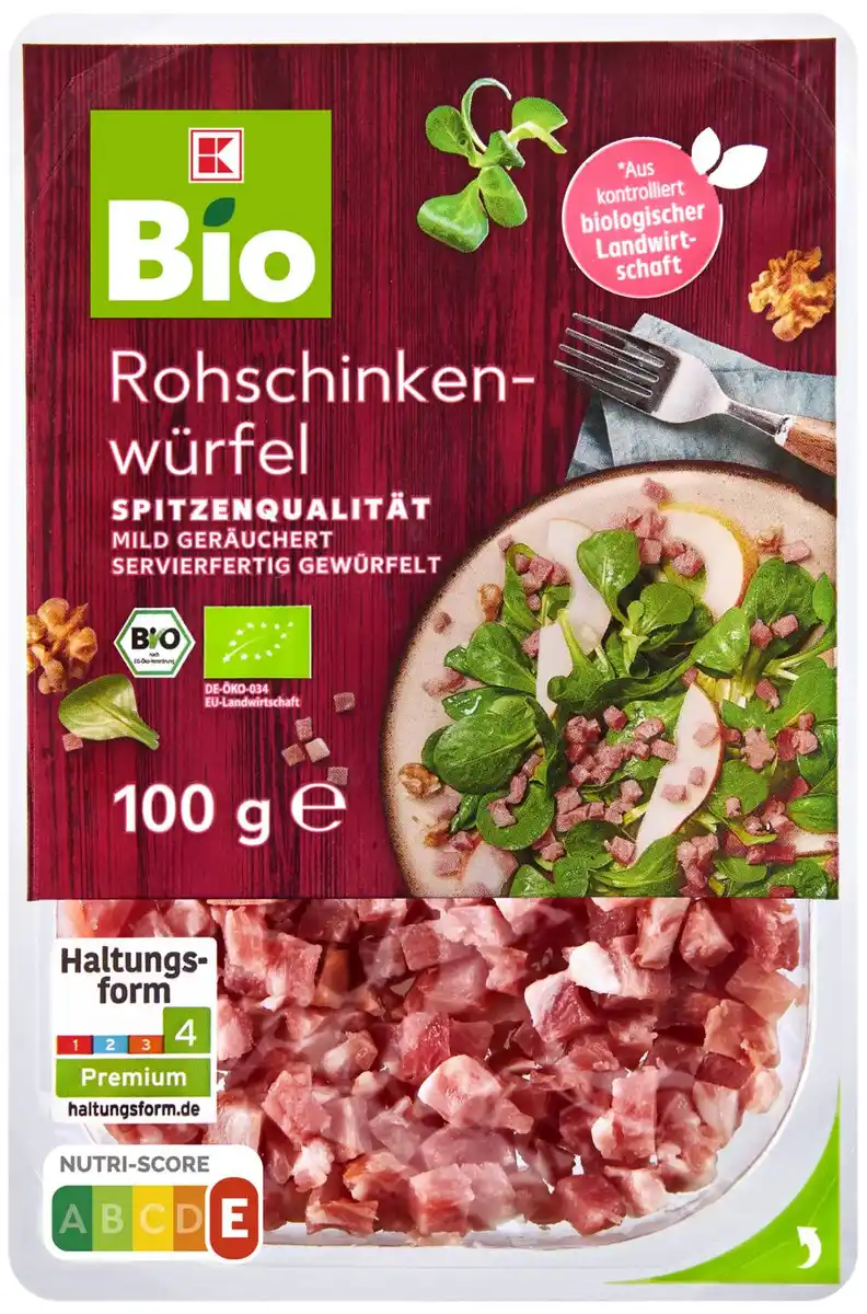 Bild 1 von K-CLASSIC Bio-Rohschinken-Würfel, 100-g-Packg.