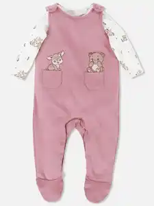 Baby Mädchen Strampler Set mit Langarmbody Rosa