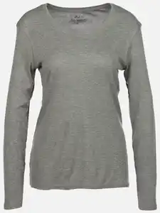 Damen Basic Rippshirt Grau