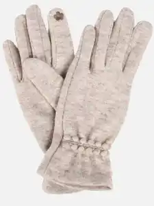 Damen Strick-Handschuhe Beige