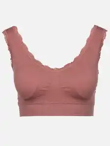 Damen Bustier Seamless mit Spitze Rosa
