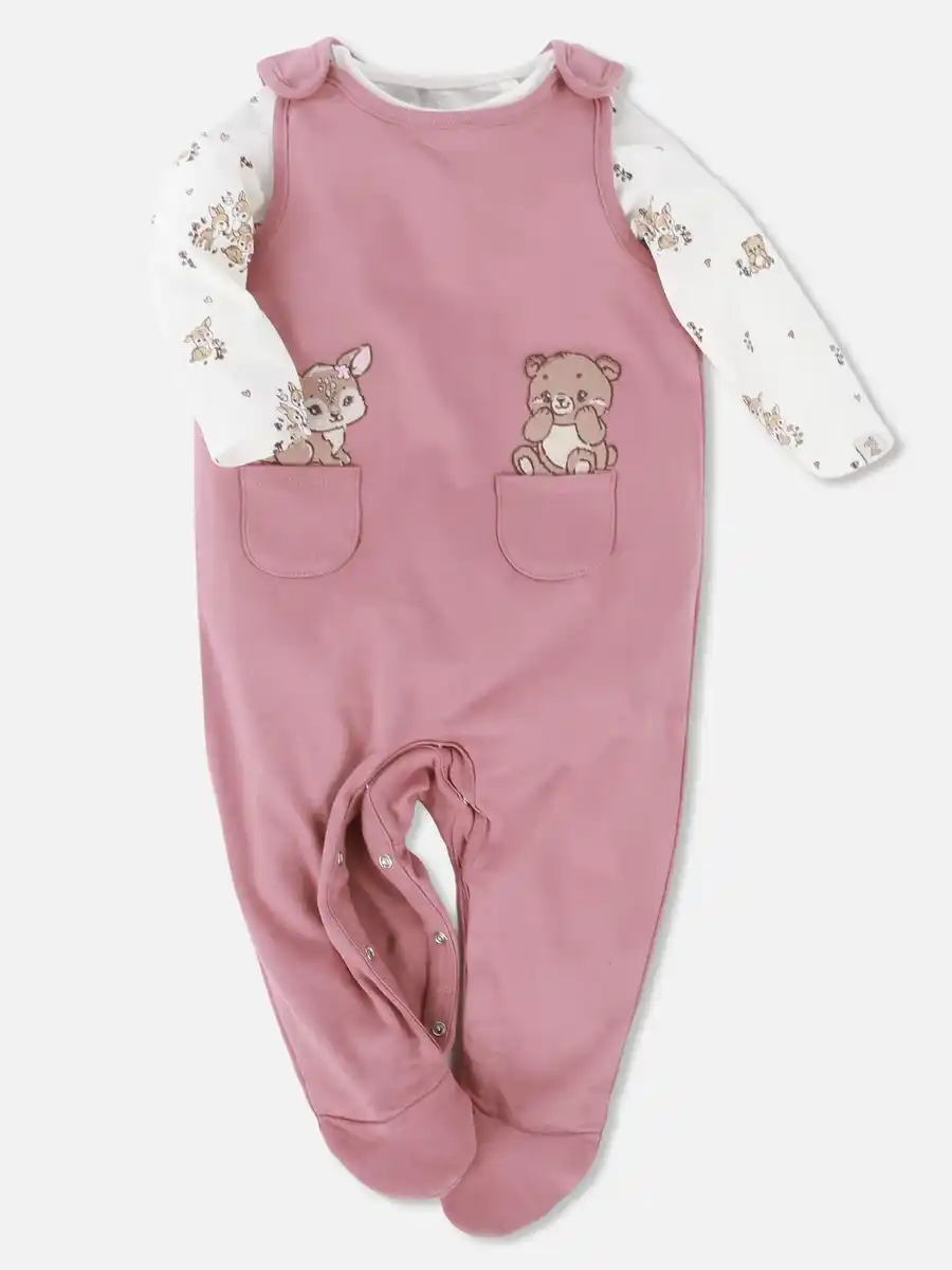 Bild 2 von Baby Mädchen Strampler Set mit Langarmbody Rosa