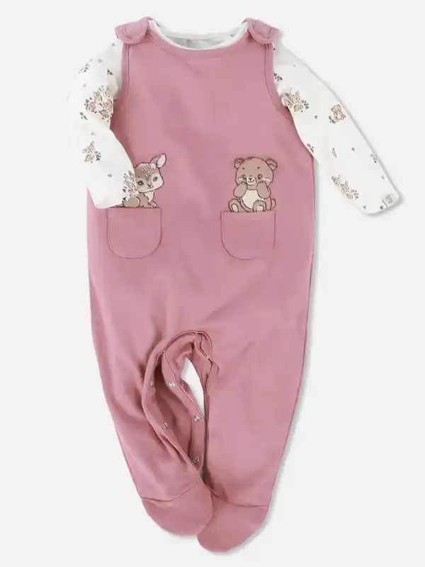 Bild 2 von Baby Mädchen Strampler Set mit Langarmbody Rosa