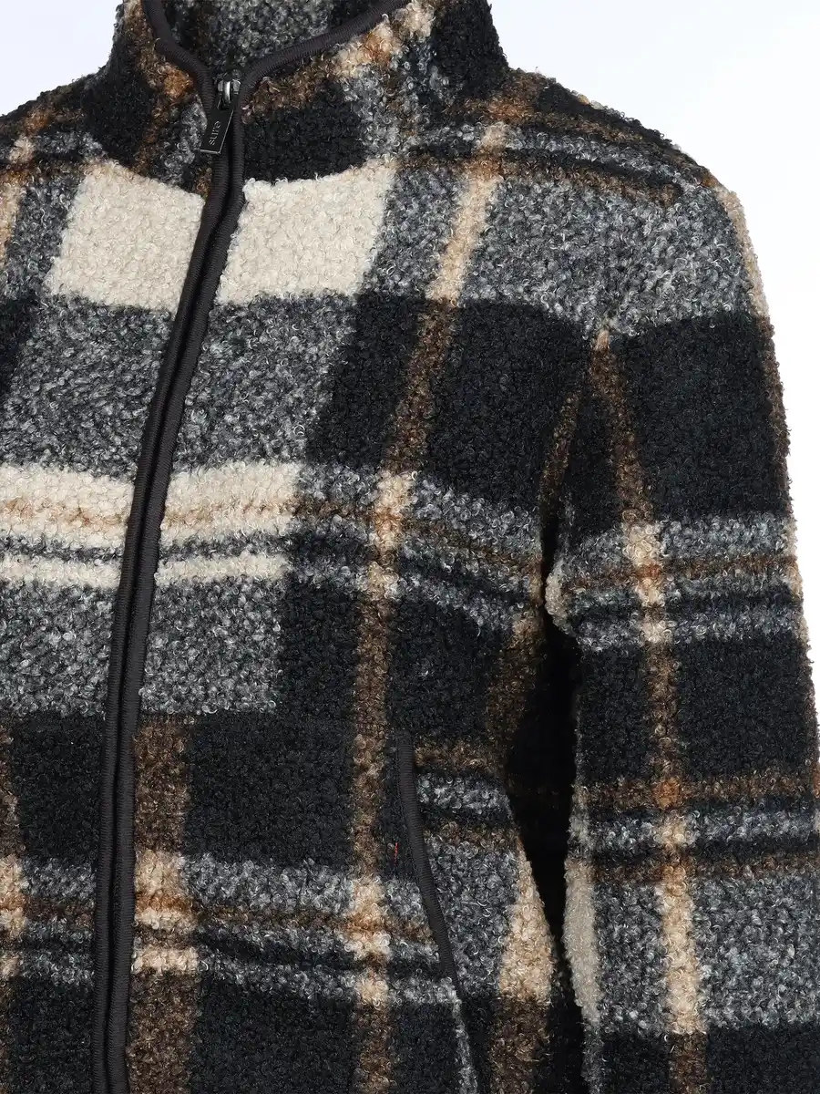 Bild 4 von Damen Teddy Cardigan im Karo-Look Schwarz